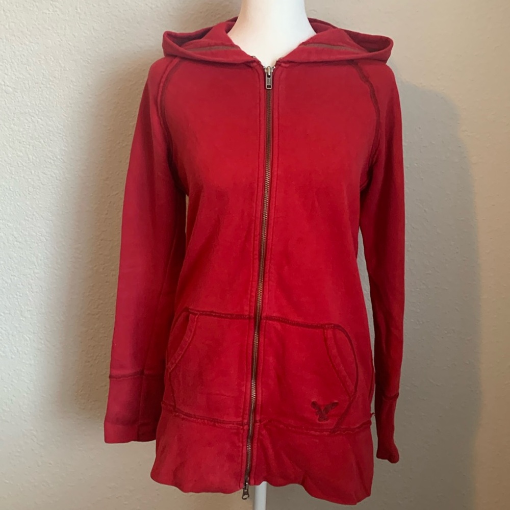 American Eagle Outfitters Red Zip Hoodie